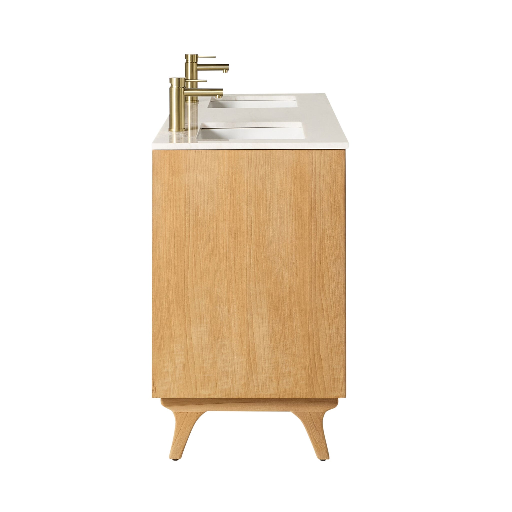 Remi Double Bathroom Vanity Teak with Stone Top 1510mm Package