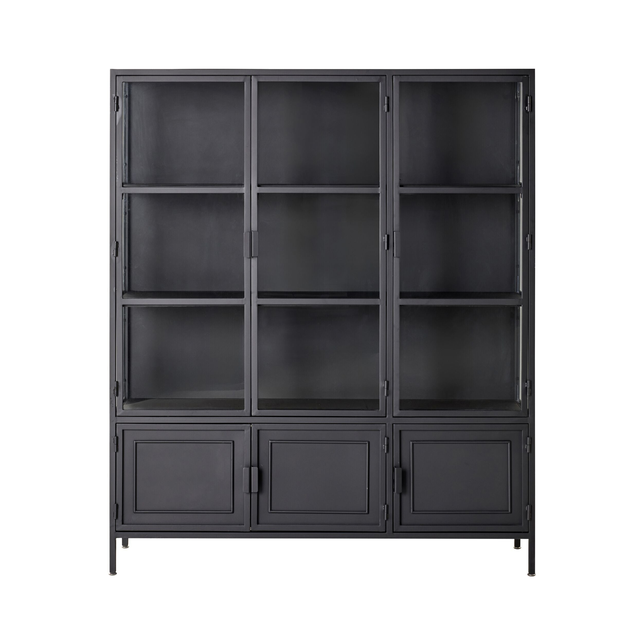 Nero 6 Door Display Cabinet 135 x 40 x 160cm Black