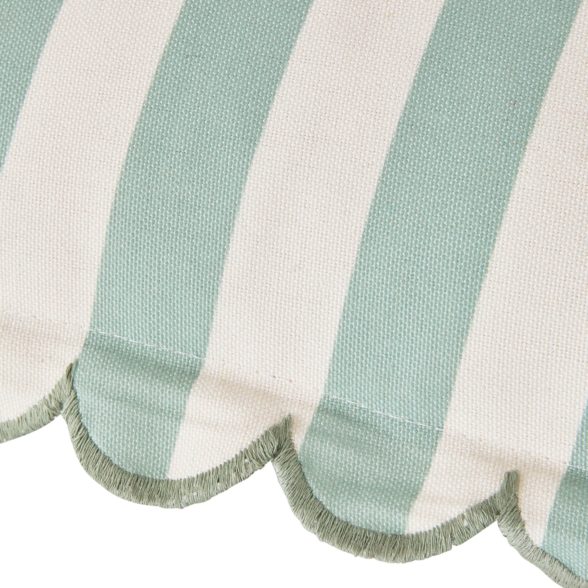 Aruba Scallop Edge Stripe Soft Green Lumbar Cushion 70x35cm