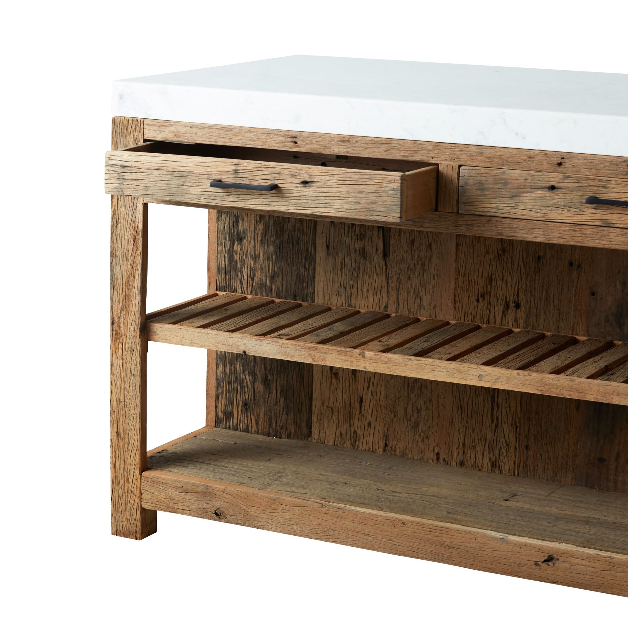 Valaro 150 Marble & Reclaimed Timber Double Kitchen Workbench