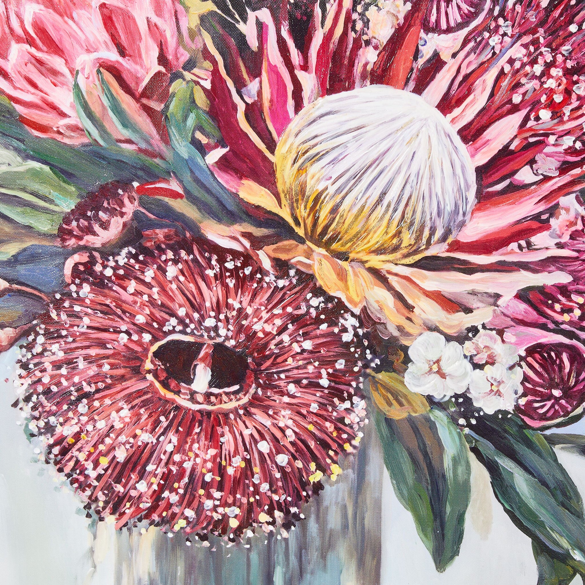 Vase of Crimson Natives II Canvas Print 60x60cm