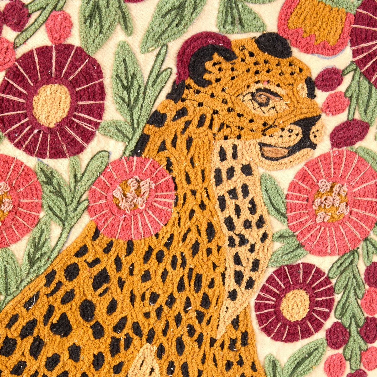 Wildkind Cheetah Bloom Embroidered Wall Art 60x76cm