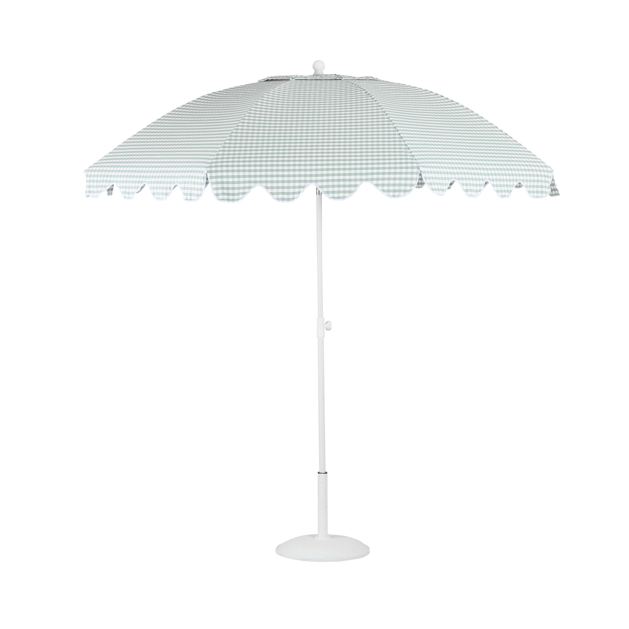 Amalfi Umbrella Scallop Edge Green/White Gingham – Early Settler Australia