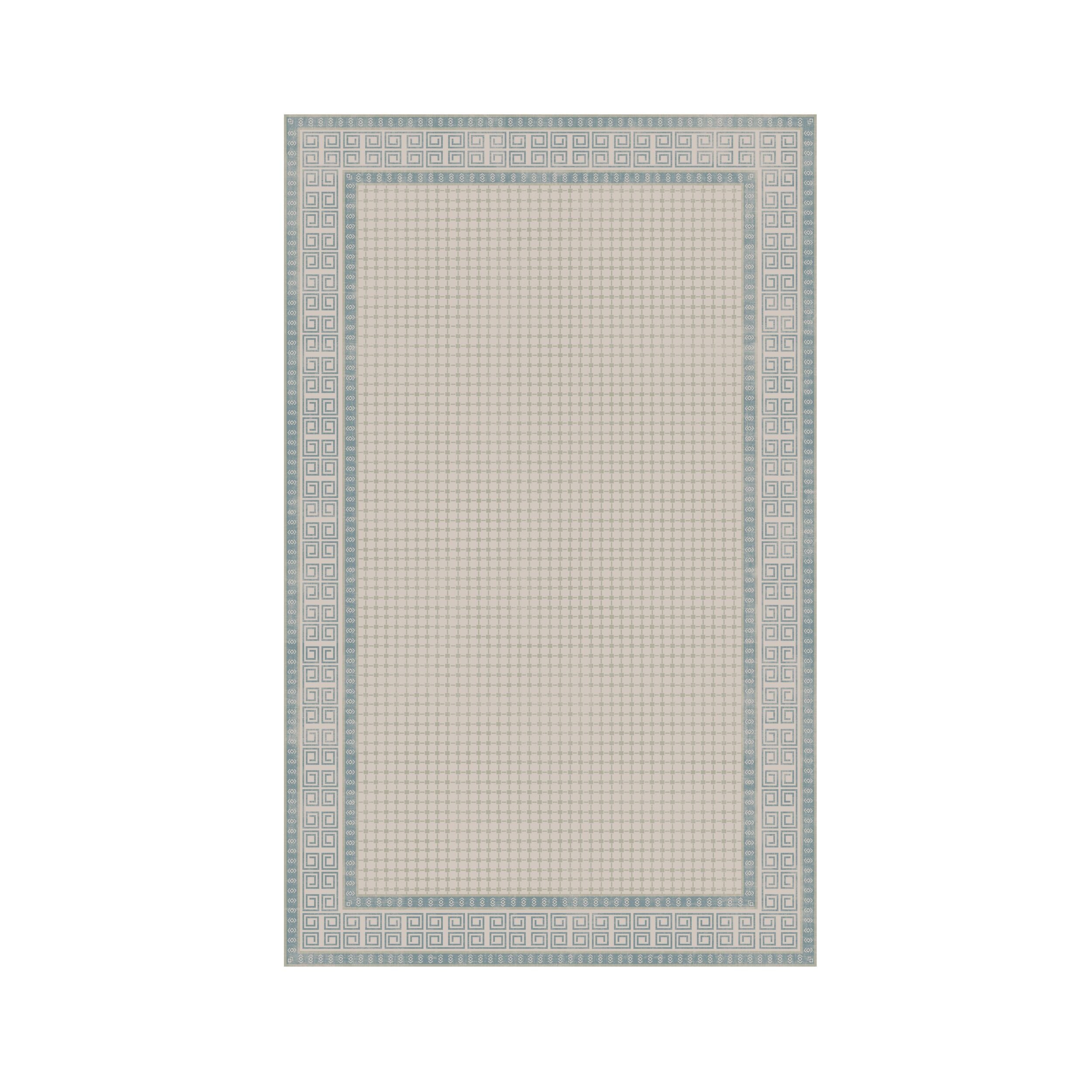 The Manisa Washable Rug 240x300cm features a rectangular Persian-inspired design with a faded floral and geometric pattern in beige, cream, and blue-green. Made from durable, machine-washable polyester for easy care.