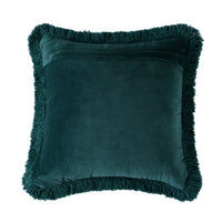 Casa Fringed Velvet Cushion Deep Teal 50x50cm