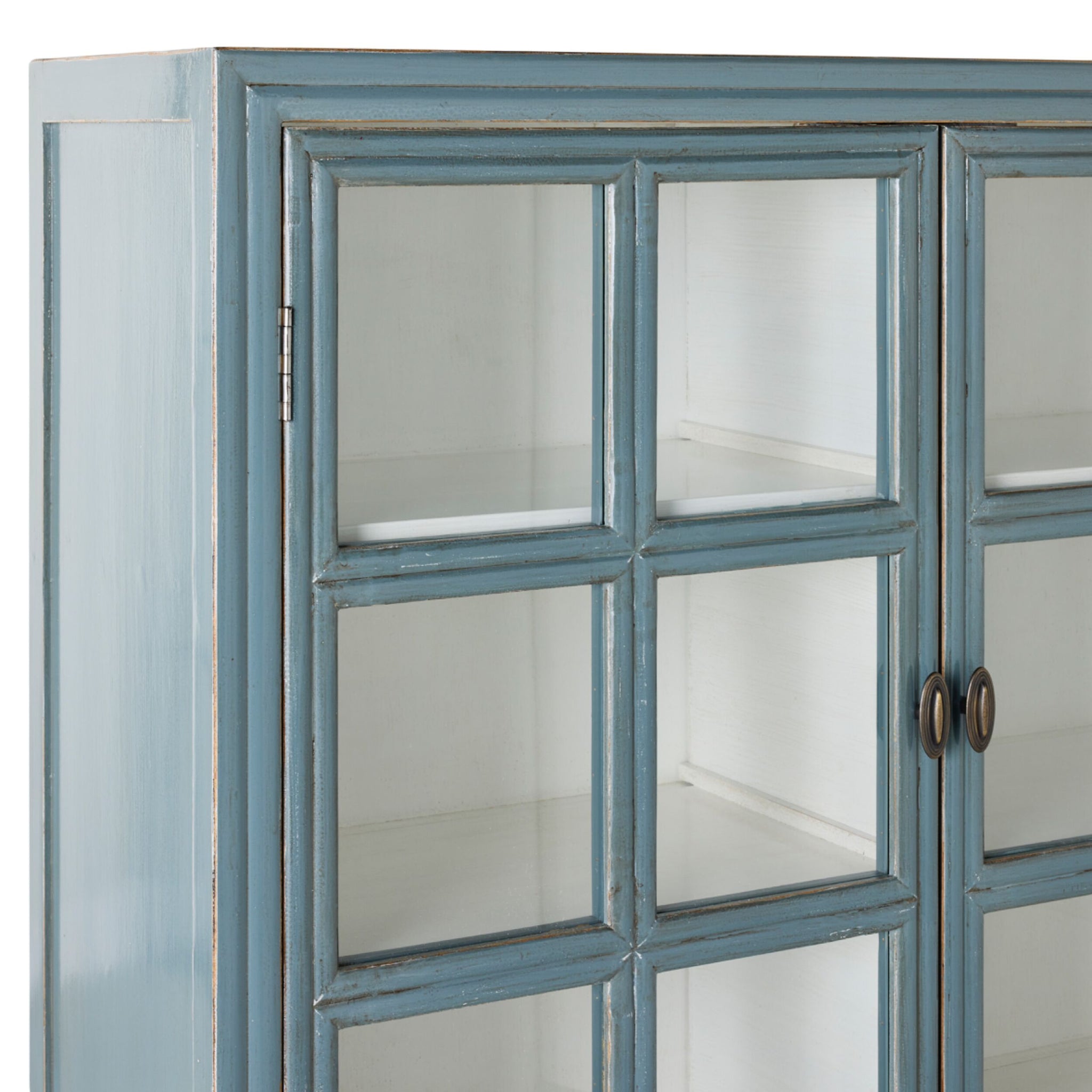 Sansha 2 Door & 2 Drawer Display Cabinet Dove Grey & White