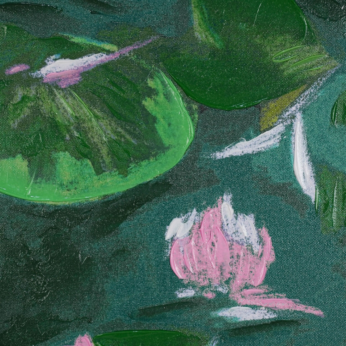 Lily's Pond Framed Textured Print 120x120cm