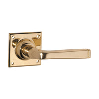 0677 Door Lever Menton Square Rose Pair Polished Brass H60xW60xP70mm