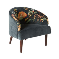 Freya Embroidered Occasional Chair Blue Velvet