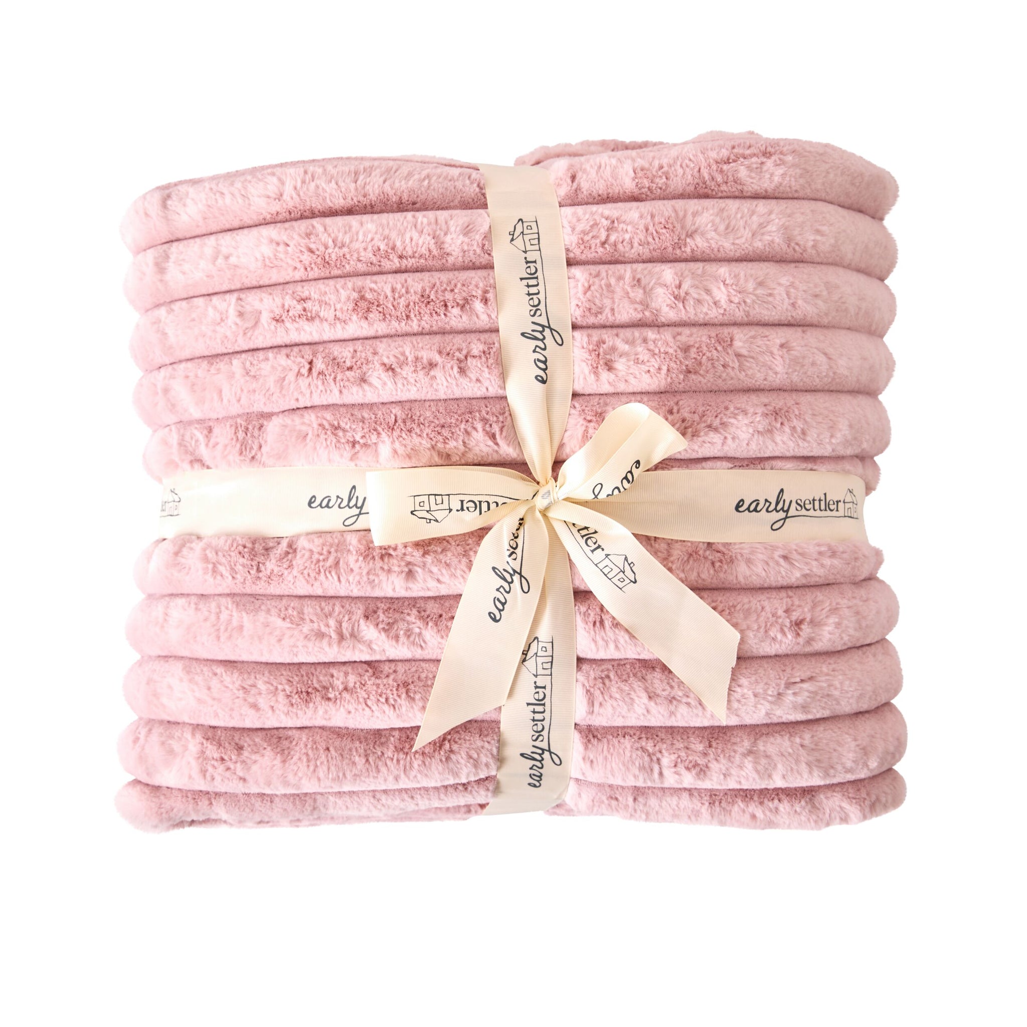 Luxe Rib Faux Fur Blanket Blush150x200cm