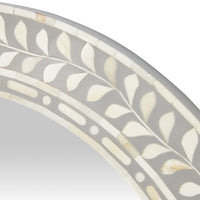 Bone Inlay Round Mirror Grey and White 60cm