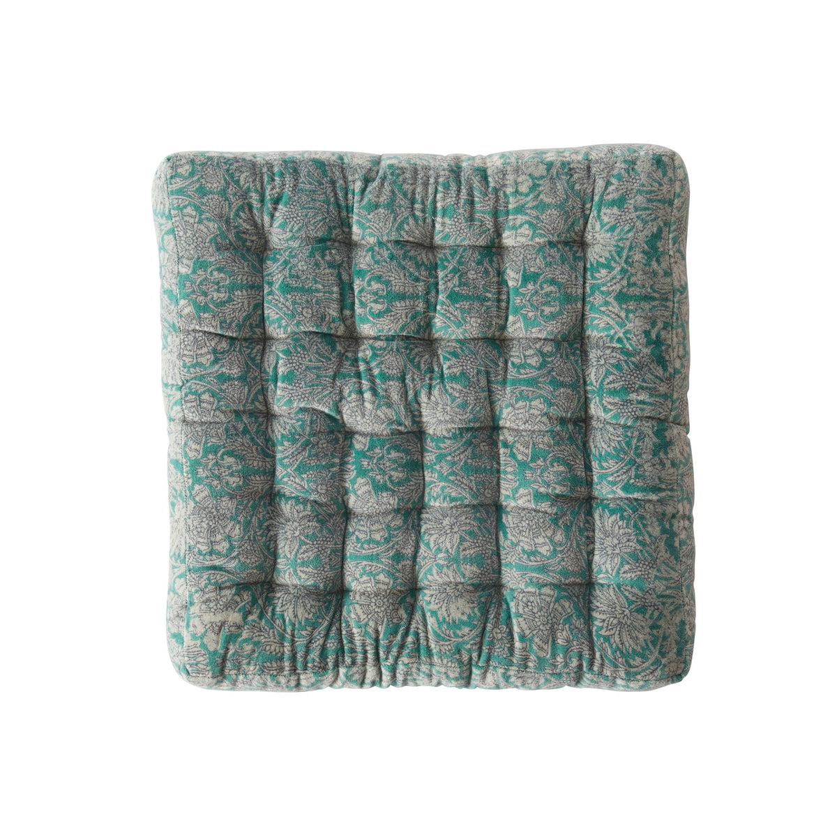 Samy Cotton Velvet Green Palm Seat Cushion