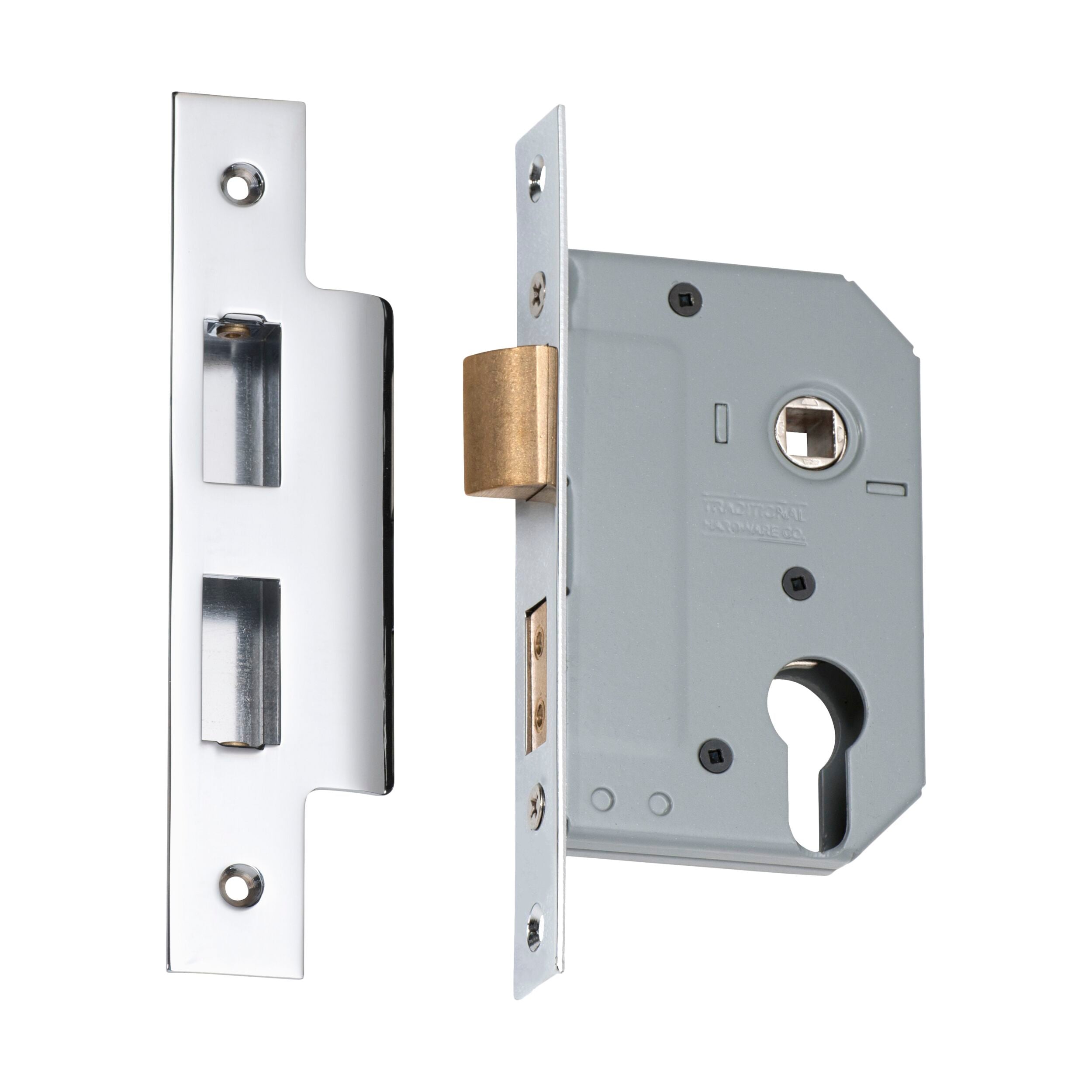 2168 Mortice Lock Euro Chrome Plated CTC47.5mm Backset 46mm