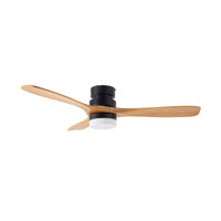 Portsea Hugger Indoor Ceiling Fan with LED Light & Remote - Black & Timber 112cm