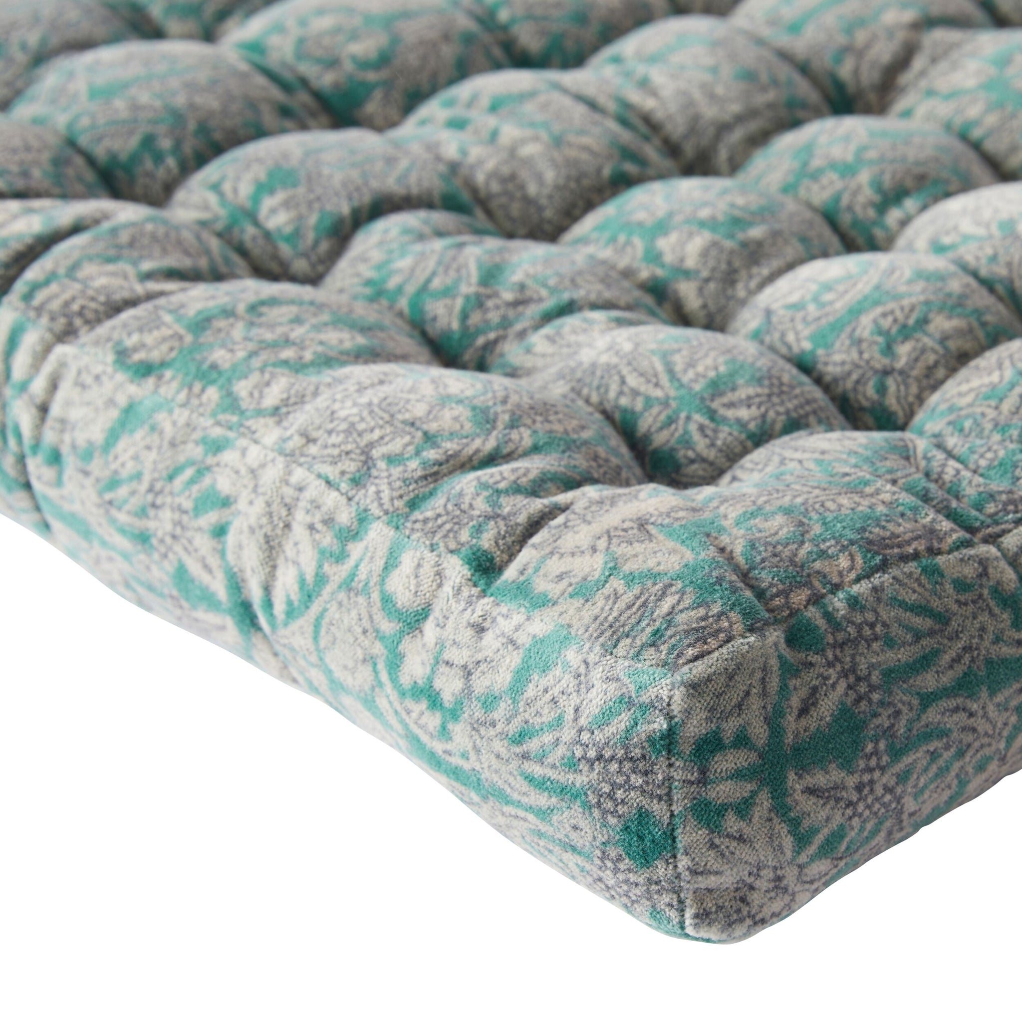 Samy Cotton Velvet Green Palm Seat Cushion