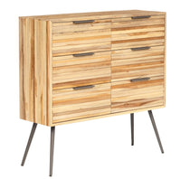 Spence Recycled Teak 6 Drawer Cabinet 90x30x88cm Natural