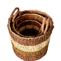 Ravani Wide Stripe Round Storage Basket Set of 3