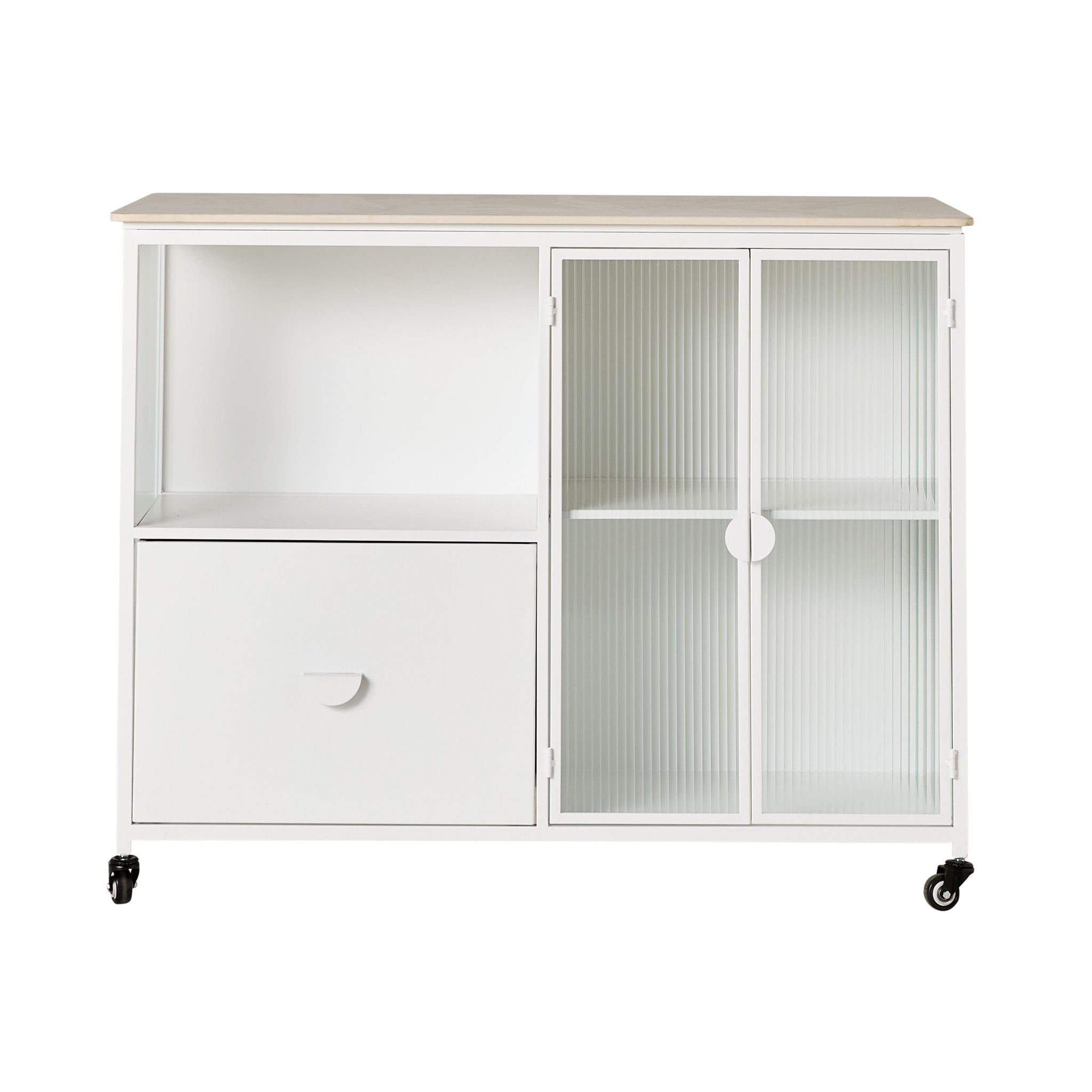 Nero Kitchen Island Bench with Drawer White 120cm