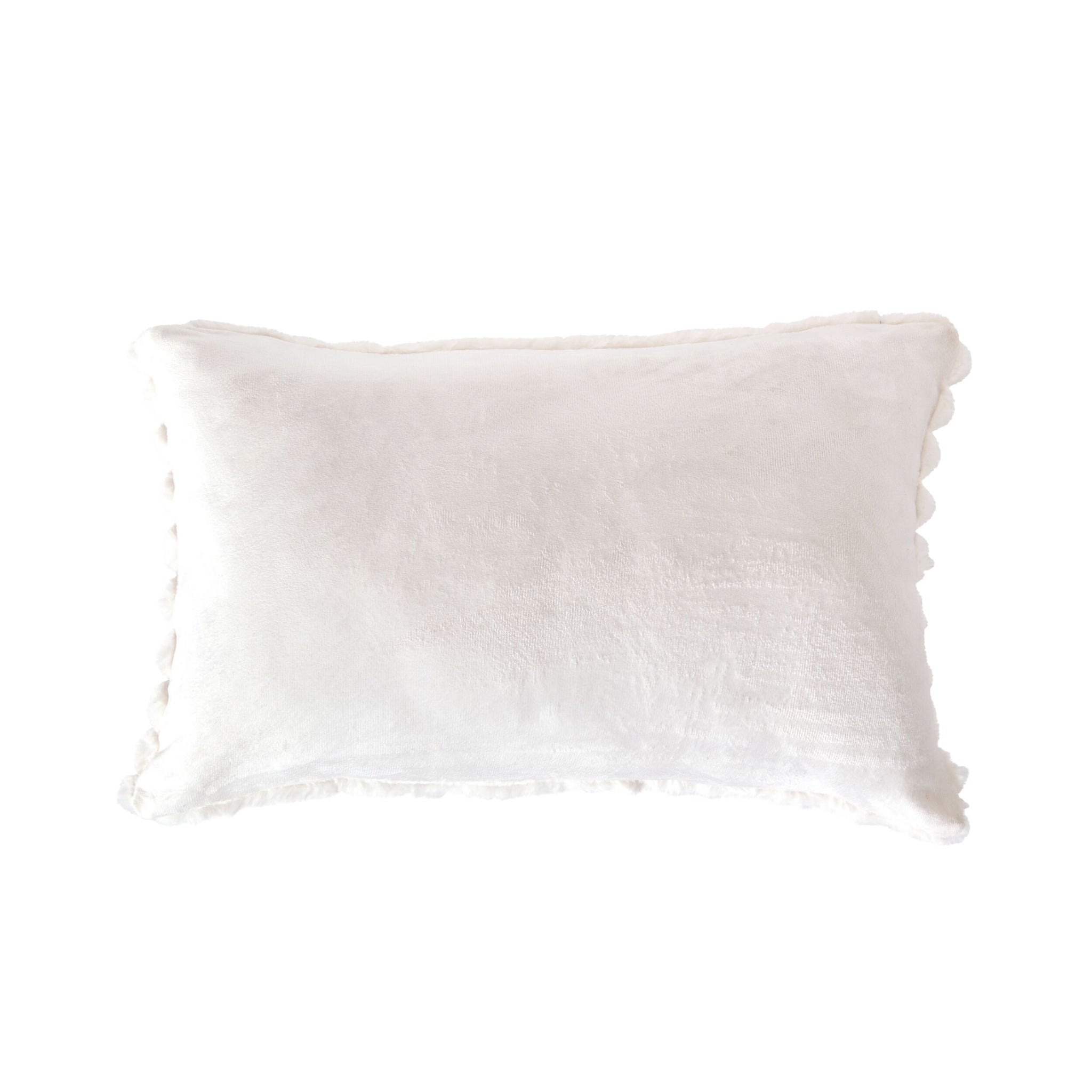 Luxe Rib Faux Fur Cushion Antique White 55x35cm