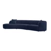Wylder 4 Seater Curved Sofa Velvet Indigo