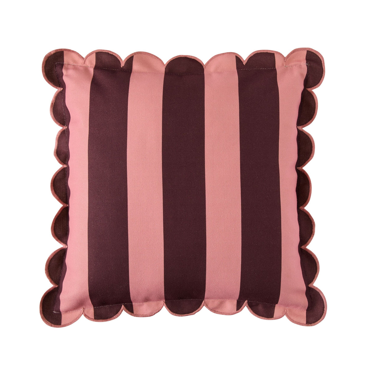 Aruba Scallop Edge Stripe Outdoor Cushion Berry 45x45cm
