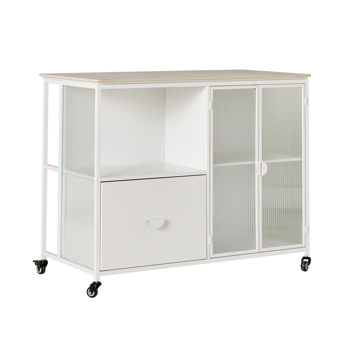 Nero Kitchen Island Bench with Drawer White 120cm