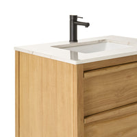 Oliver Single Bathroom Vanity Teak with Stone Top 760mm Package