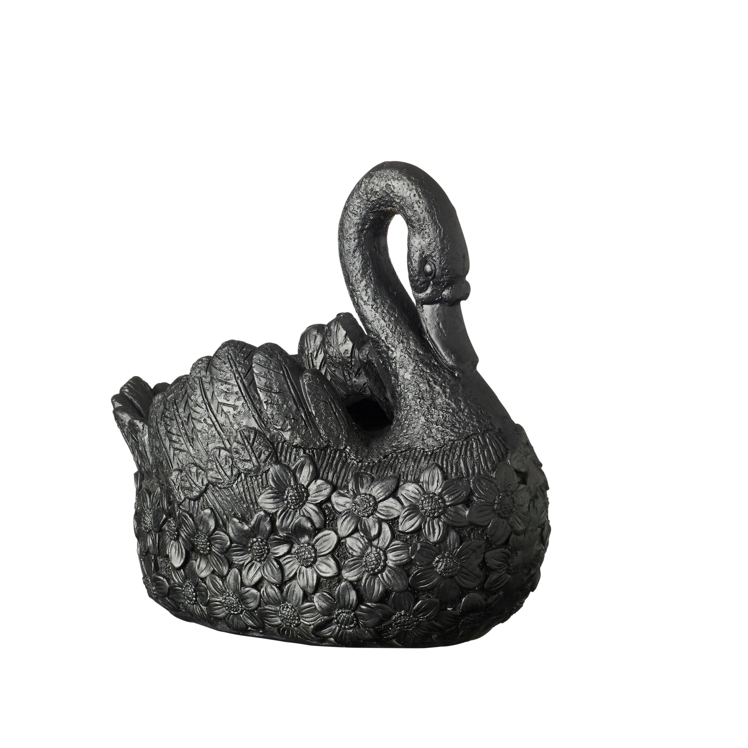 Swan Black Planter 43x39x22cm