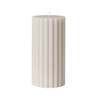 Wide Ribbed Pillar Candle Moonbeam 7.5x15cm