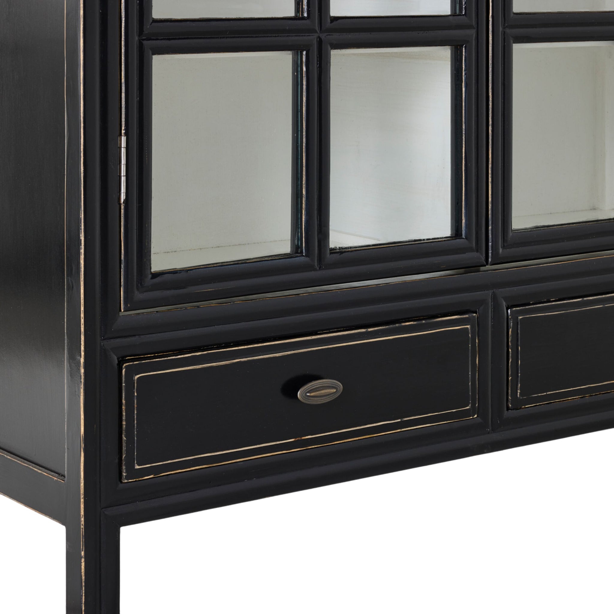 Sansha 2 Door & 2 Drawer Display Cabinet Black & White