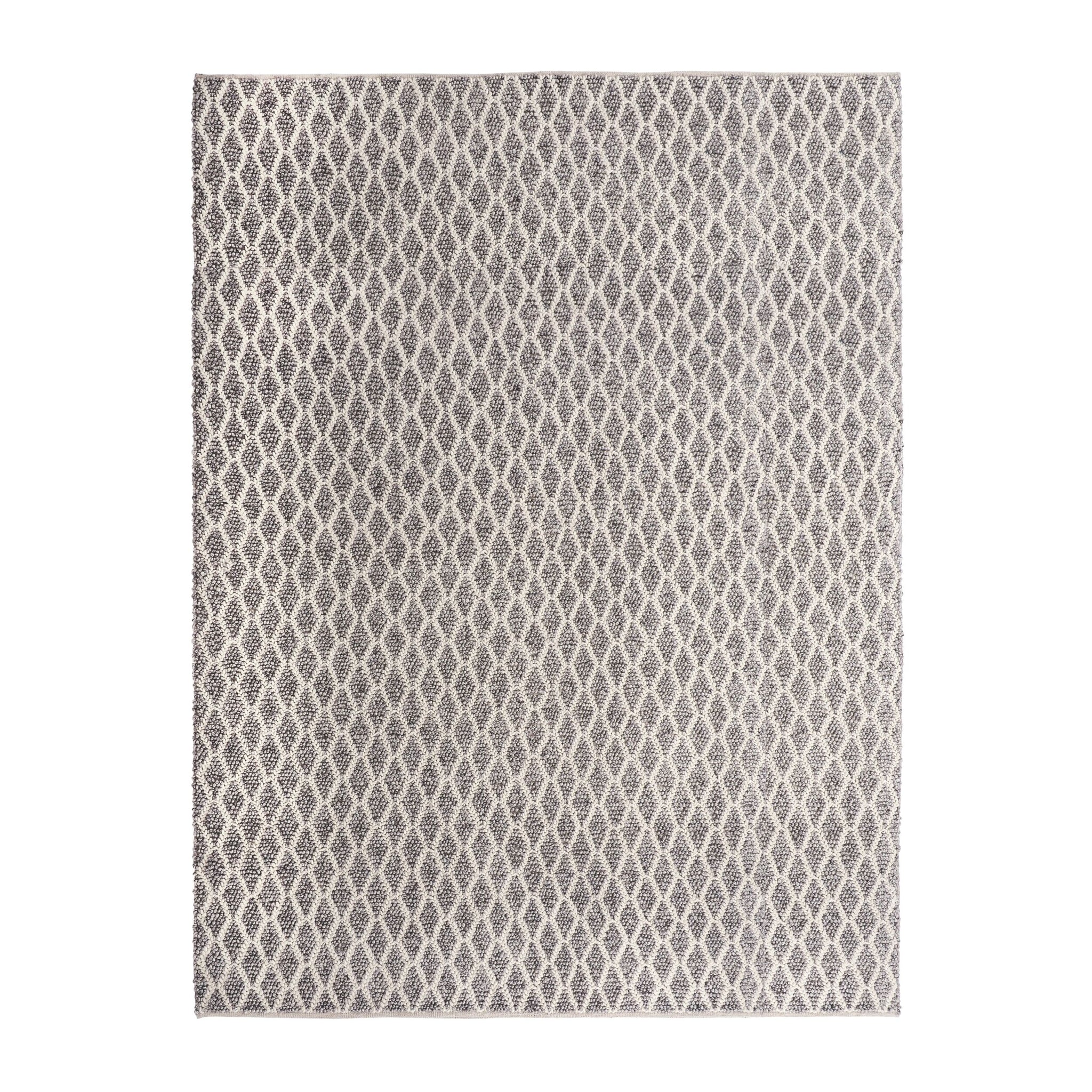 Braided Diamond Hand Woven Grey & Cream Wool Rug 400x300cm