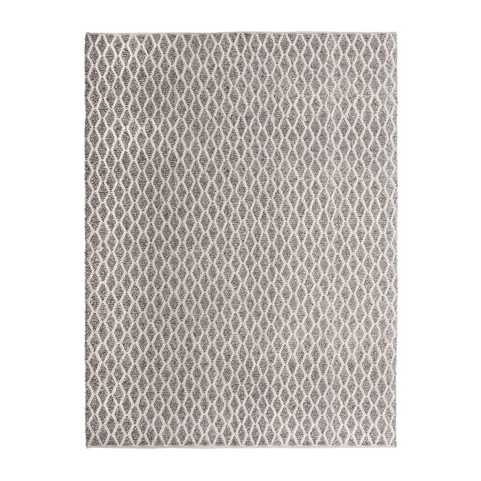 Braided Diamond Hand Woven Grey & Cream Wool Rug 400x300cm