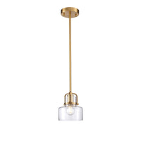 Tiffany Glass Pendant Satin Brass 15x24cm