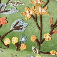 Freya Embroidered Ottoman Green Velvet