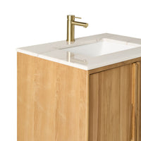 Remi Single Bathroom Vanity Teak with Stone Top 760mm Package