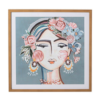 Charmaine Abstract Pink Floral Lady Framed Print 80x80cm