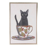 Arthouse Black Cat & Teacup Framed Print 60x40cm
