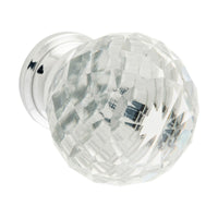 9542 Cupboard Knob Diamond Clear Glass Chrome Plated D40xP55mm BP28mm