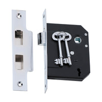 2211 Mortice Lock 3 Lever Chrome Plated CTC57mm Backset 57mm