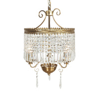 Phoenix Satin Brass 3 Light Crystal Glass Chandelier