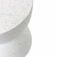 Close-up of the Speckle Plant Stand 40x40x45cm, featuring a round, white, speckled surface against a white background.