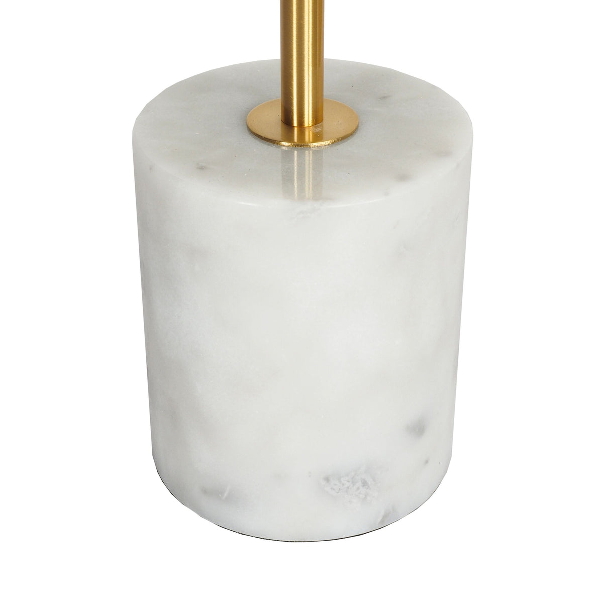 The Severina Metal Floor Lamp 158cm features a cylindrical white marble base with a gold metal rod, making it an ideal modern accent for your lighting collection.