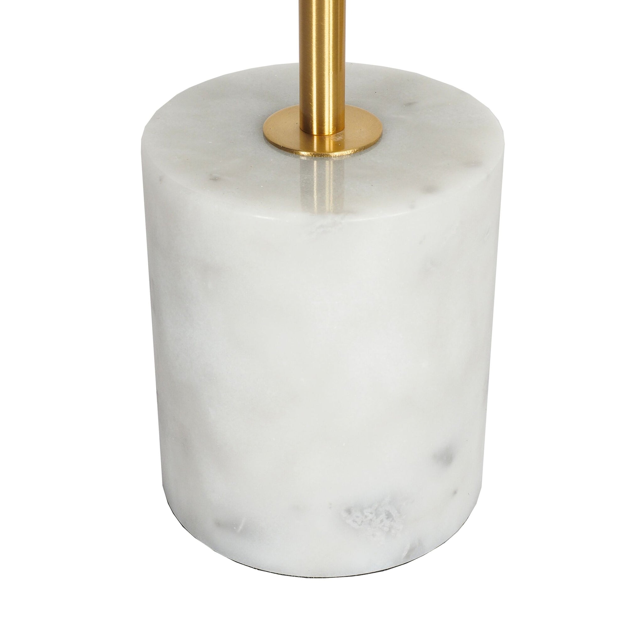 The Severina Metal Floor Lamp 158cm features a cylindrical white marble base with a gold metal rod, making it an ideal modern accent for your lighting collection.