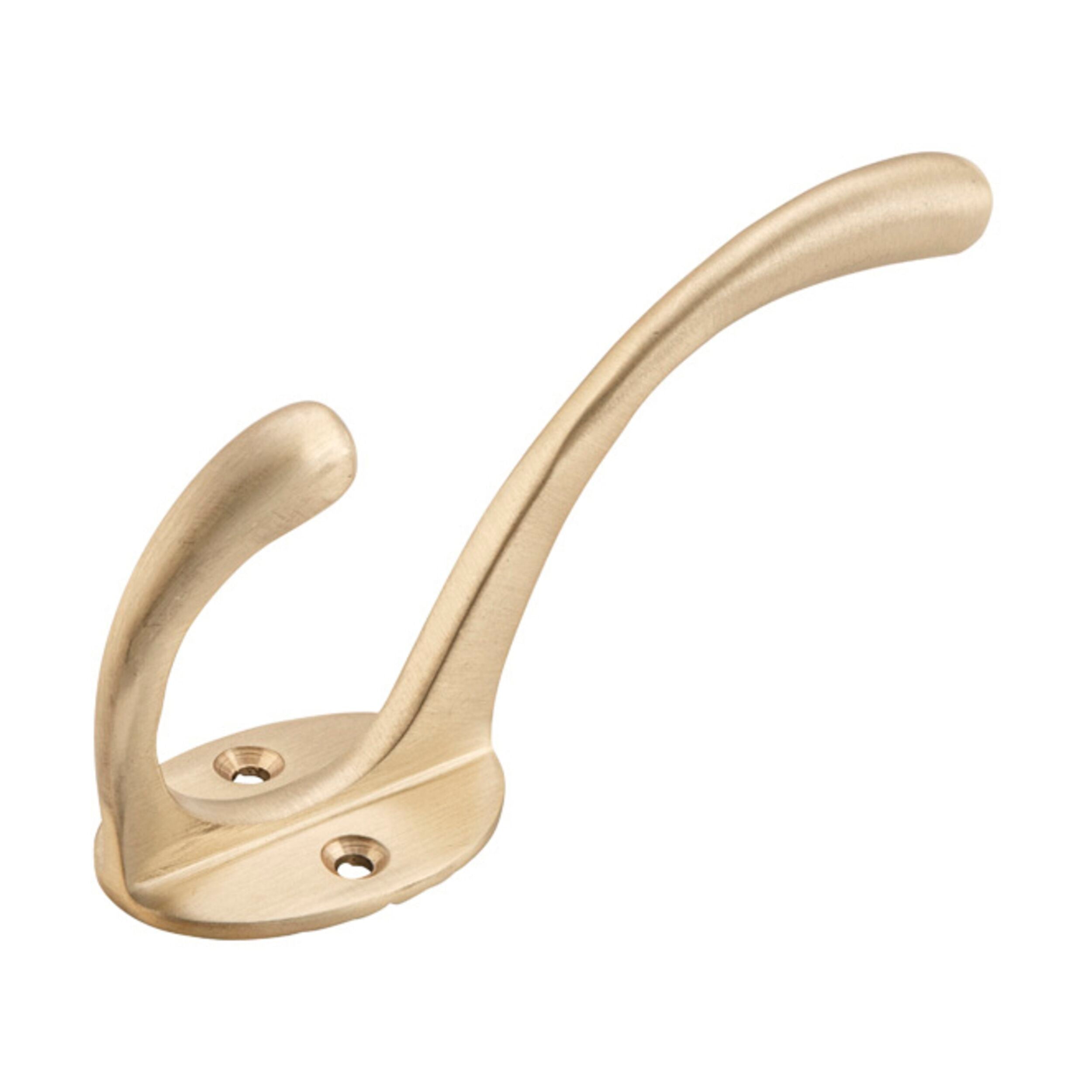 6702 Hat & Coat Hook Victorian Satin Brass H110xP50mm