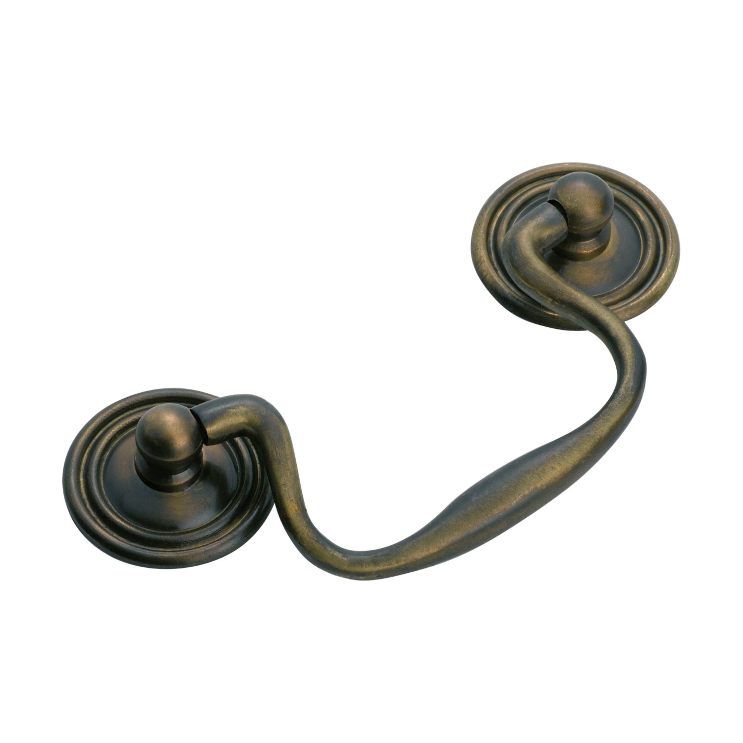 3455 Cabinet Pull Handle Swan Neck Antique Brass CTC80mm