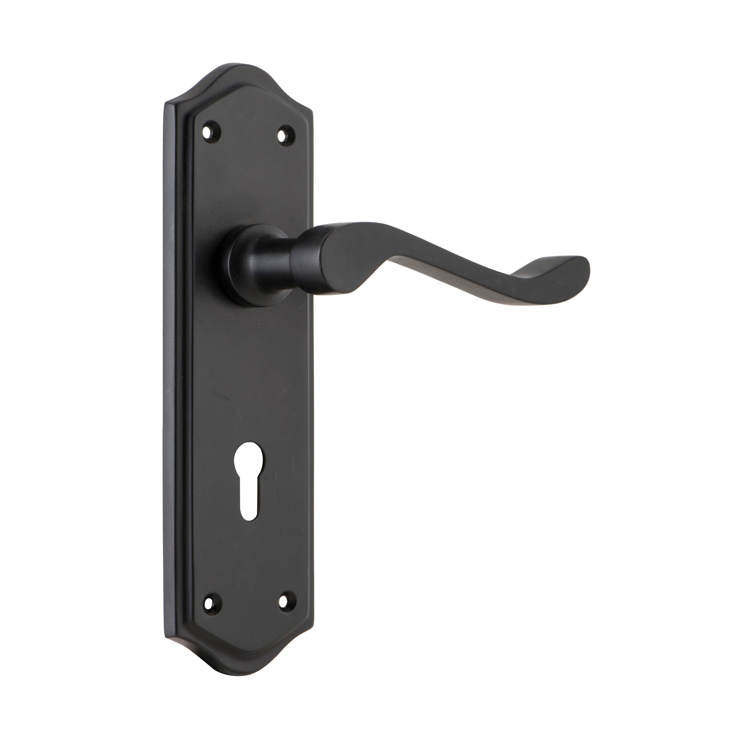 9615 Door Lever Henley Lock Pair Matte Black H180xW50xP58mm