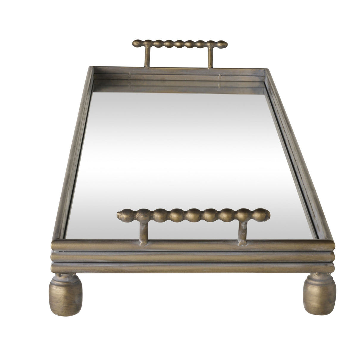 Bobble Handle Long Mirrored Tray 106cm