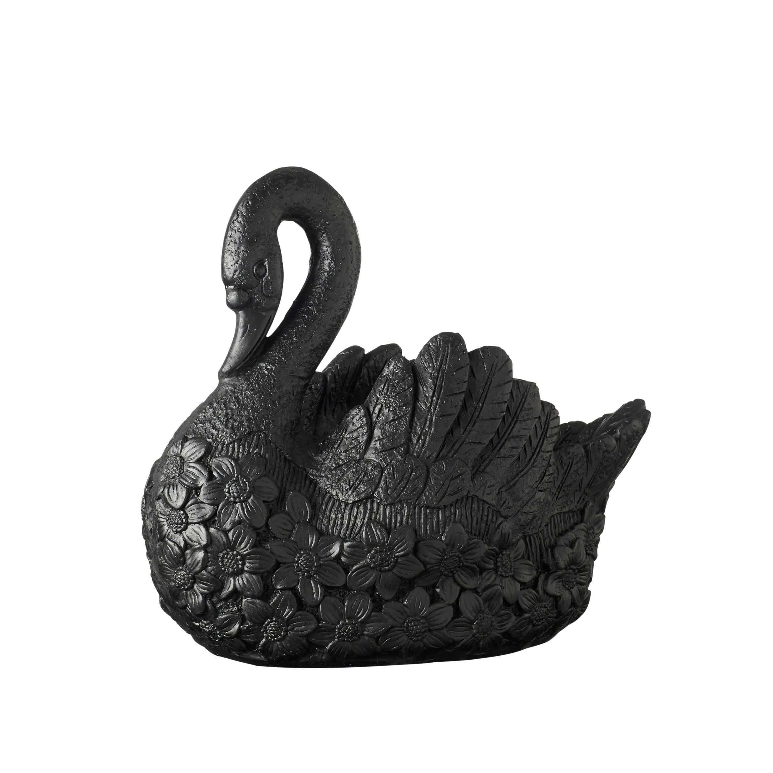 Swan Black Planter 43x39x22cm