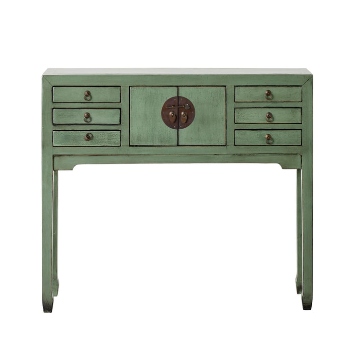 Sansha 2 Door & 6 Drawer Console Table Sage Green
