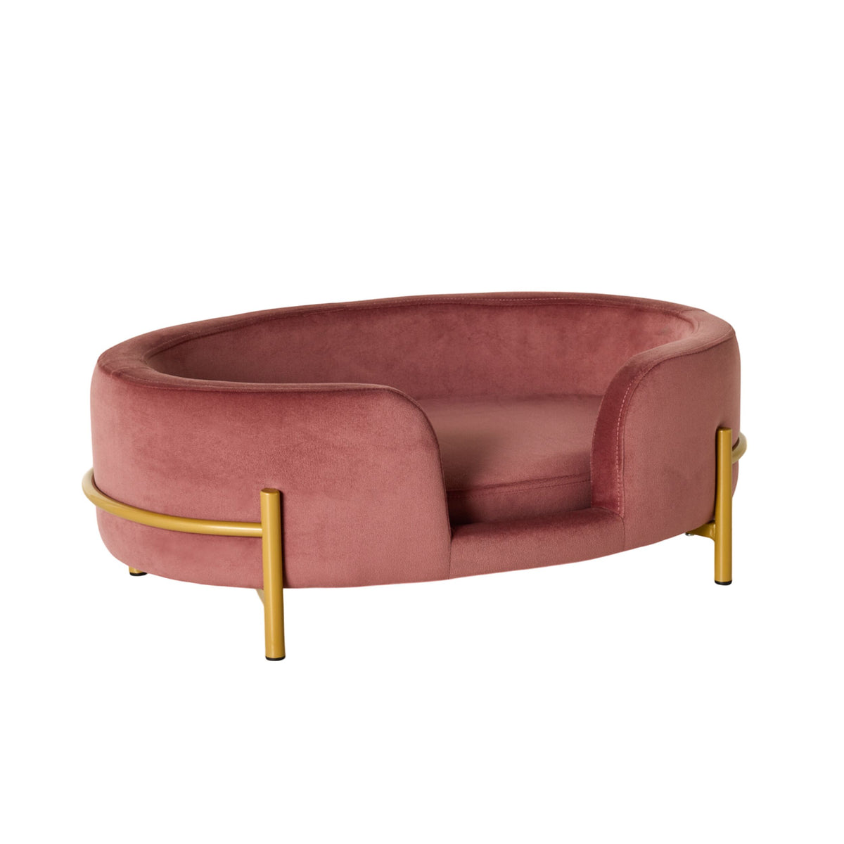 Oval Velvet Pet Bed Rose 64x41x24cm
